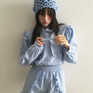 可愛花朵鉤針編織毛線帽