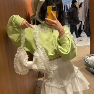 可愛爆棚的蝴蝶結布蕾絲手拿包