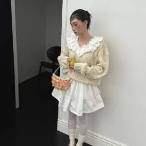 少女感高腰微澎拼接網紗蛋糕裙